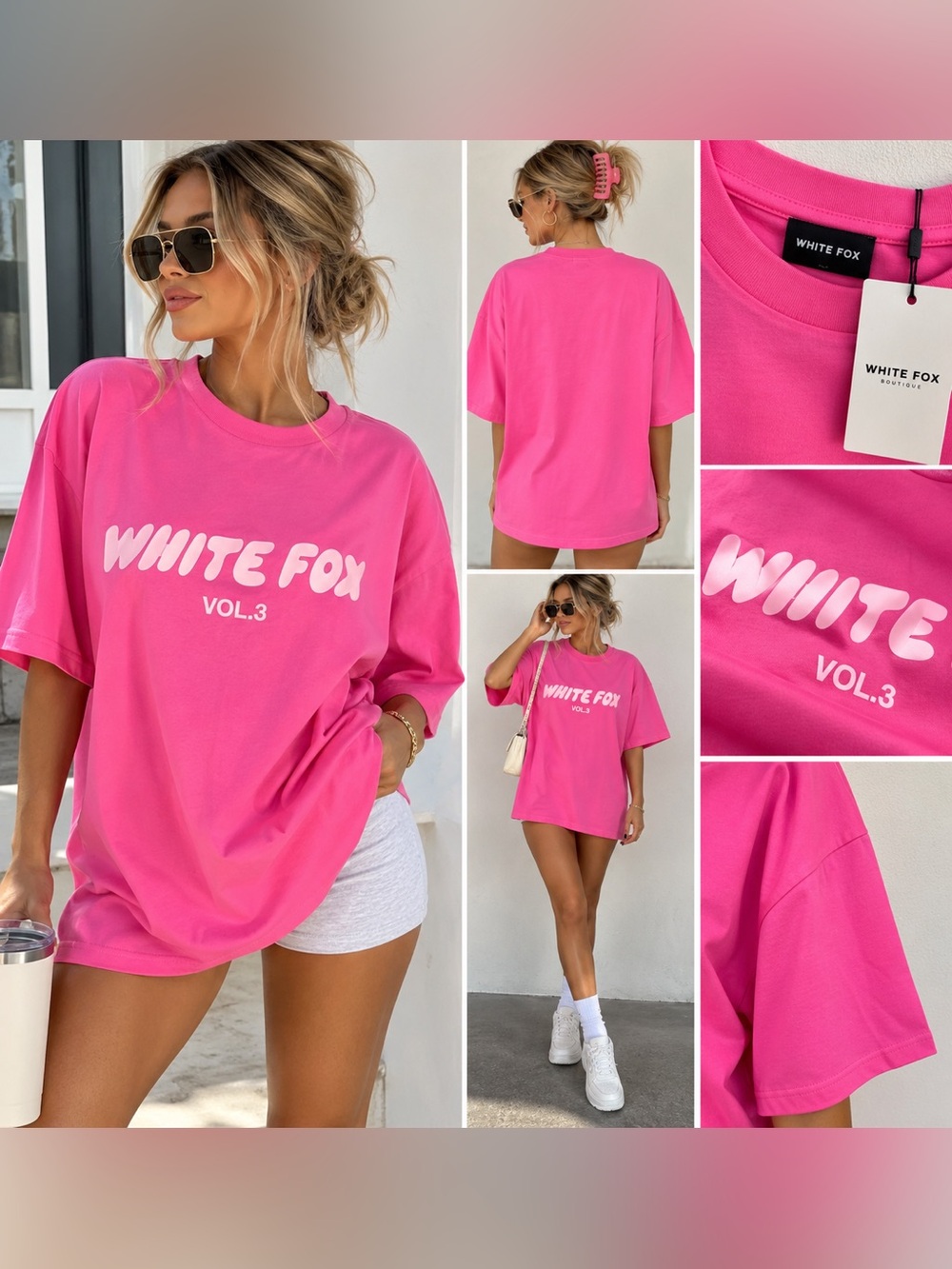 NWT White Fox Boutique Men's Graphic Tee in Bright Pink